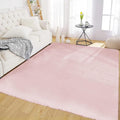 Latepis Pink Rugs for Bedroom Grils 4x6 Washable Fluffy Non-Slip Rug Soft Faux Rabbit Fur Furry Rug for Living Room, Playroom, Nursery and Dorm