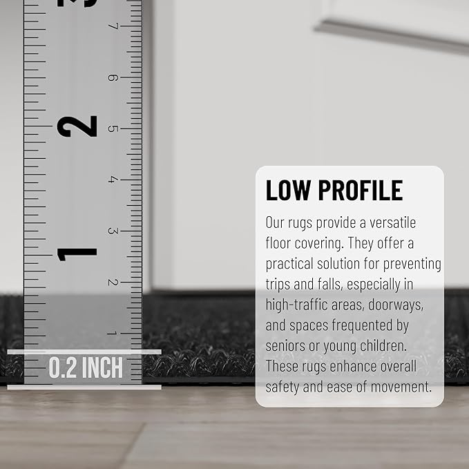 Ottomanson Commercial Scrape Rib Entry Mat – Heavy Duty Ribbed Floor Mat for High Traffic – Non Slip Rubber Back, Waterproof – Indoor Outdoor Use for Offices, Schools, Lobbies, 2'7" x 49', Black