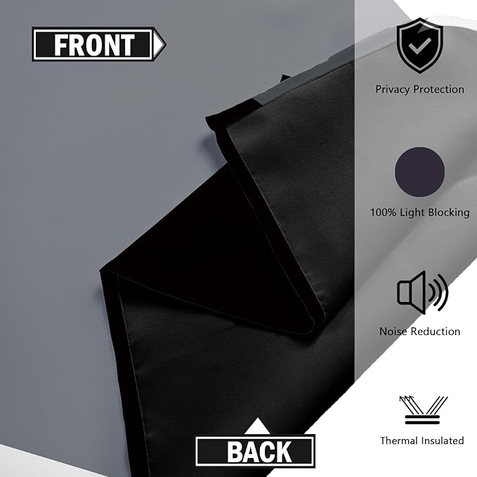 Black Grey 100% Blackout Curtains for Bedroom 84 inch Length 2 Panels Set White Grey Modern Abstract Geometric Black Out Curtains Insulated Room Darkening Window Drapes for Living Room, 42Wx84L