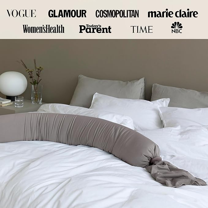 bbhugme Adjustable Pregnancy Pillow – Full Body Support for Side Sleeping - Adjustable Firmness and Shape - Supports Back, Legs, Belly, HIPS for Pregnant Women - Removable Cover - Stone