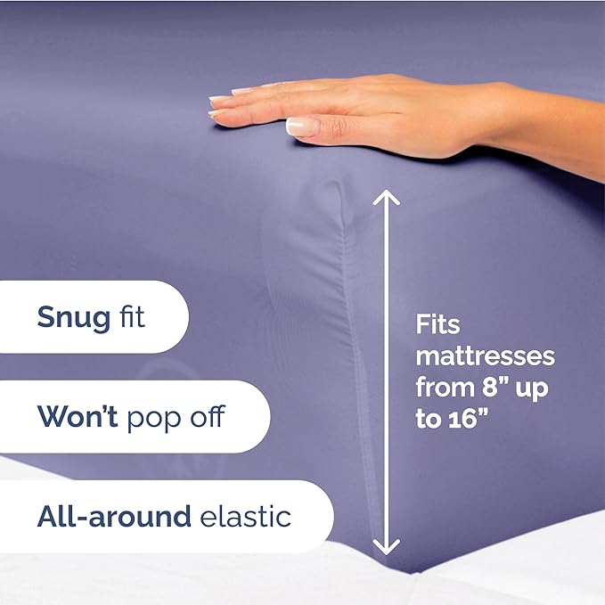 Twin Size 3 Piece Sheet Set - Extra Soft, Breathable & Cooling - Hotel Luxury Durable Bed Sheets for Women & Men - Deep Pockets, Easy-Fit & Wrinkle-Free - French Violet Oeko-Tex