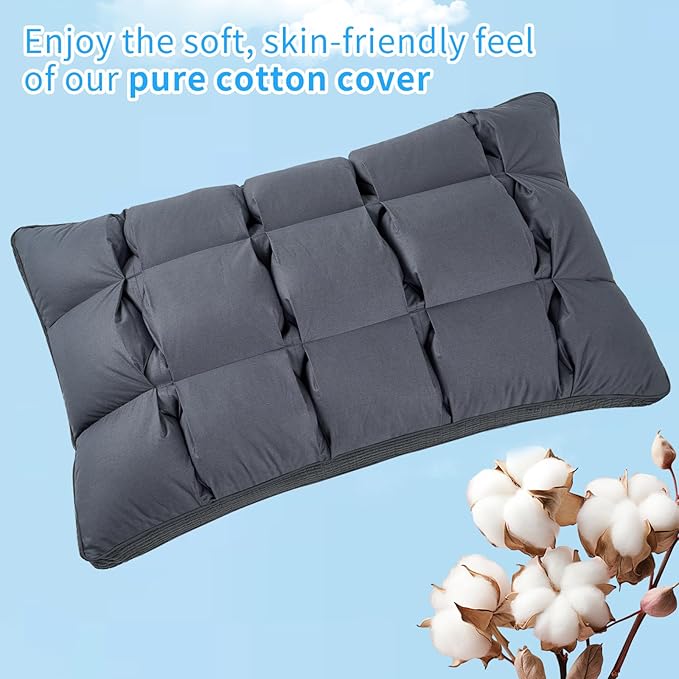 YOUR MOON Soft Pillow Queen Size of 2 for Sleeping, Super Soft Support Down Alternative Pillow, 100% Cotton Shell Luxury Comfy Fluffy Bed Pillows for Sleep(Gray)