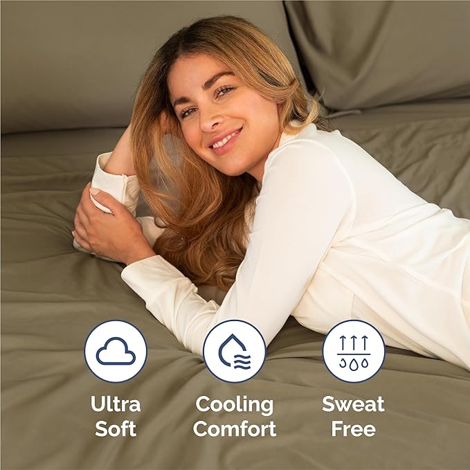 King Size 4 Piece Sheet Set - Comfy Breathable & Cooling Bed Sheets Set - Hotel Luxury Bedding for Women, Men, Kids, Teens, Boys & Girls - Deep Pockets, Ultra-Soft and Wrinkle Free - Oeko-Tex - Khaki