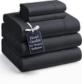 Casa Platino Split King Sheets, 4 Piece Set, Pre-Washed Ultra Soft Bed Sheets Set, Brushed Microfiber Split King Bedding Sets, Split King Size Sheets with 15 inch Deep Pockets - Black