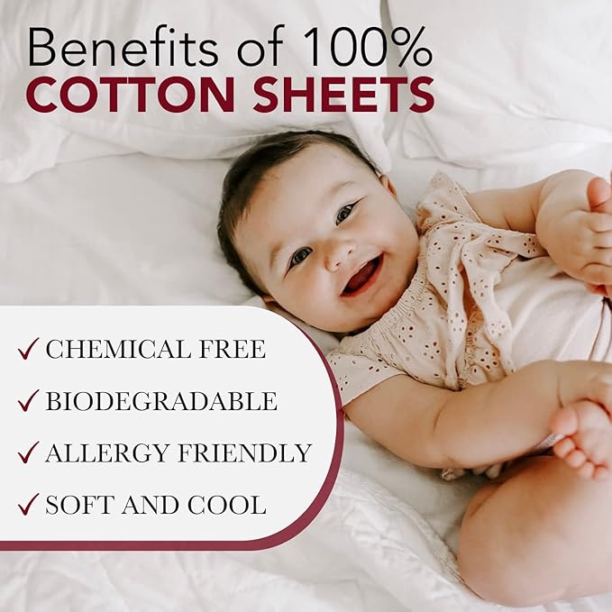 Red Land Cotton Luxury Sheet Set | 100% American Grown Cotton Basics | Premium Hotel Ultra-Soft Lightweight 4 Piece USA Made Deep Pocket Fitted, Flat Sheet, & Pillowcases Percale Weave (King/White)