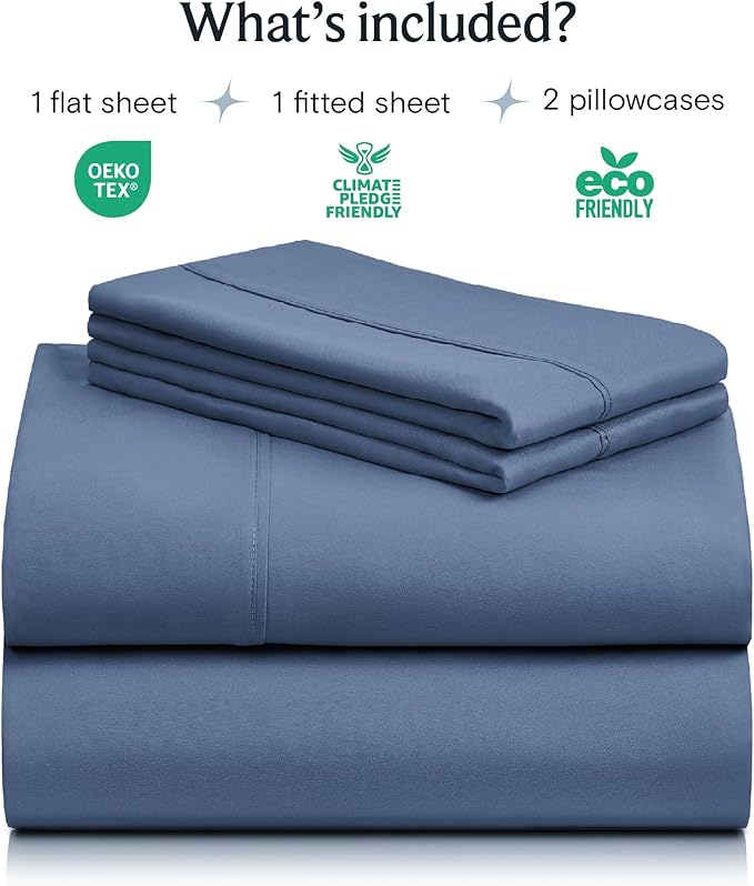 LuxClub 4 PC King Sheet Set, Deep Pockets Wrinkle Free Cooling Bed Sheets Hotel Bedding for Women, Men, Includes 1 Fitted Sheet, 1 Flat Sheet and 2 Pillowcases-Soft Oxford