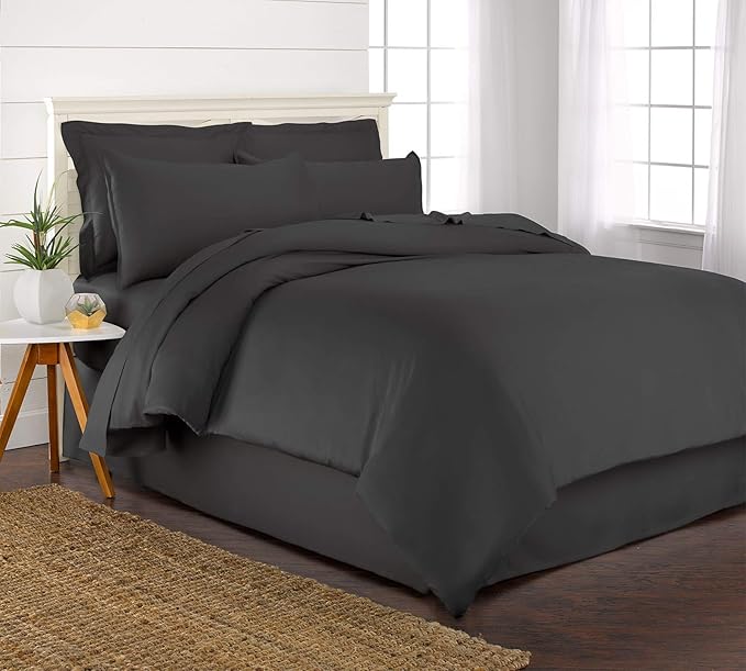 Twin Duvet Cover by Pure Bamboo, 2 Piece Set, Genuine 100% Organic Viscose Derived from Bamboo, Luxuriously Soft and Cooling, 1 Pillowcase (Twin, Charcoal)