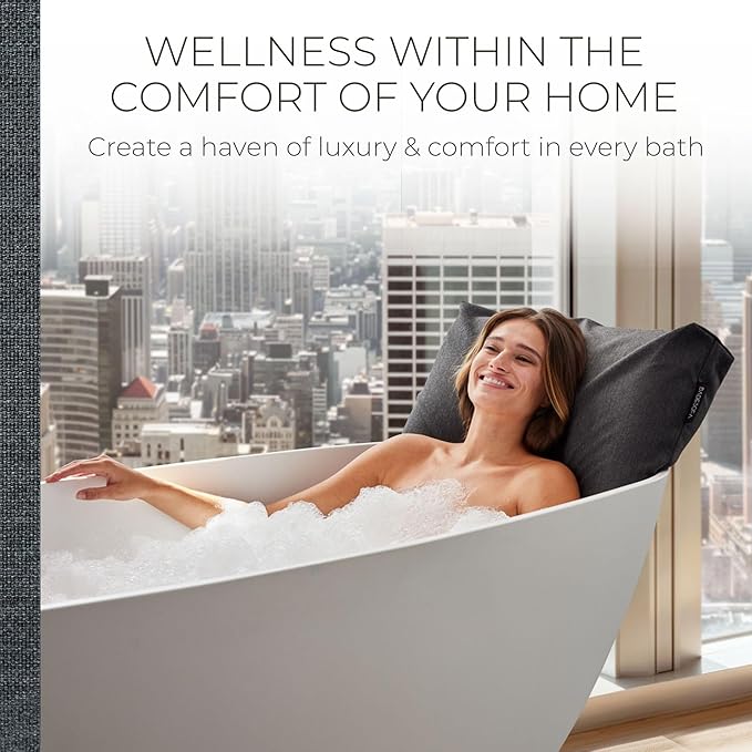 BADESOFA® Luxury Bath Pillow Set 2-Piece – Large Back Pillow & Foot Pillow for Tub – Spa-Grade Comfort for Head, Neck, Back & Feet – Quick Drying Bathtub Cushion Set in Charcoal