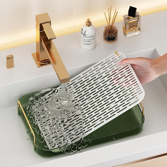 Seoneiro Whiskey Tray, Glass Cup Rack, Mug Holder, Coffee Cup Organizer, Bathroom Countertop with Drain Board Wine Glass Decorative Organizer, Food Tray, Kitchen Spice Rack