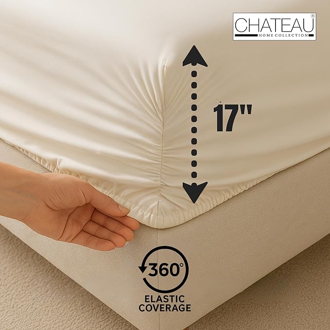 100% Cotton Sheets King Size Sheets Set With Fitted Sheet & Pillowcase Sets, 400 Thread Count Sateen Weave 4 Piece Deep Pocket King Sheet Set, Soft & Comfy Naturally Cool Luxury Bedding- Navy