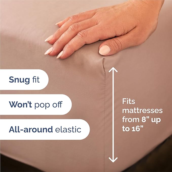Split King 7 Piece Sheet Set - Cooling & Breathable - Hotel Luxury Bedding - Includes Fitted Sheets for Women, Men, Kids and Teens - 1 Flat, 2 Fitted Sheets, 4 Pillowcases with Deep Pockets - Mauve