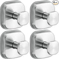 Suction Cup Hooks for Shower - Resuable Bathroom Hooks for Towels, Robes & Loofah - No-Drill Mounting on Kitchen,Walls,Metal,Glass,Mirrors,Tile & Smooth Non-Porous Surfaces (4, Brushed Nickel)