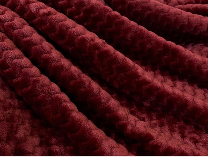 PAVILIA Maroon Red Twin Bed Blanket Reversible Sherpa Chevron, Soft Cozy Jacquard Weave Textured Throw Sofa Couch, Thick Warm Large Fleece Car Blanket, Decorative Plush Home Decor, 60x80 Burgundy Wine