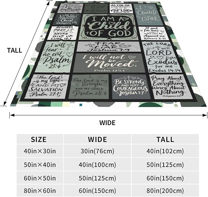 Christian Throw Blanket for Couch, Inspirational Gift for Women, Soft Plush Flannel Blanket, 50"x 60" Thoughts and Prayers Blankets for Bedroom Sofa Living Room Christmas Halloween Decoration