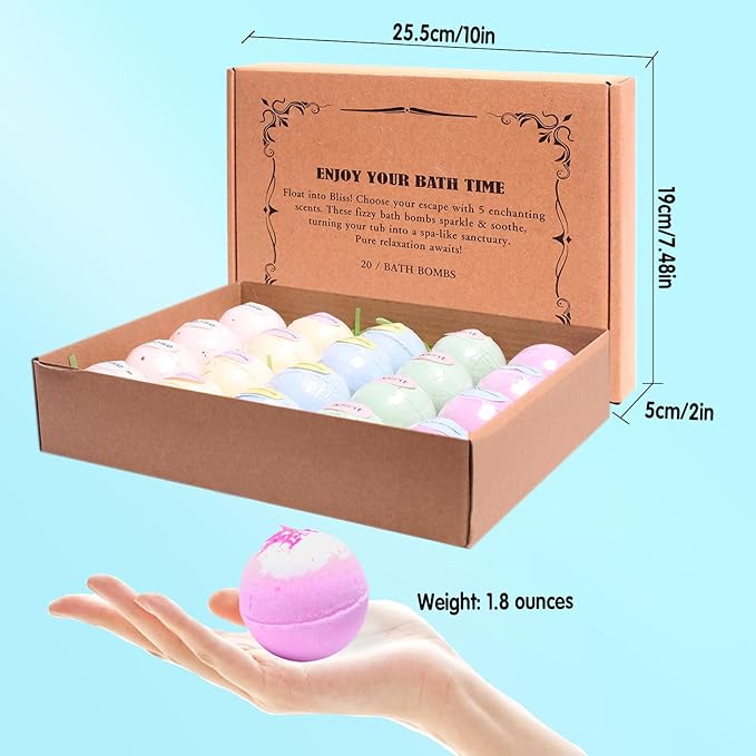 Bath Bombs Gift Set Fizzies, Shea & Coco Butter Dry Skin Moisturizer, Handmade Birthday Mothers Day Gifts idea for Her/Him, Wife, Girlfriend