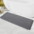 H.VERSAILTEX Waffle Bath Runner Rug Long Bath Mat Super Absorbent Boho Bath Rugs Non Slip Bath Runner for Bathroom Floor Machine Washable Dry Fast Bathroom Rugs with Tassels, 24" x 60", Gray