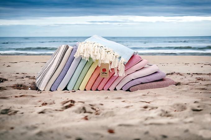 Bazaar Anatolia Turkish Beach Towel – 100% Cotton, Quick Dry, Sand Free Towel for Bathroom, Camping, Travel – Oversized 71x39 Inches – Stripe Yellow