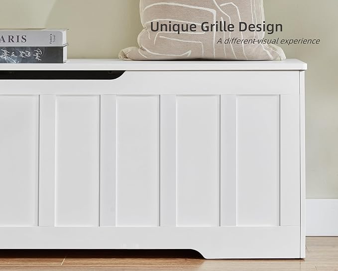 51.2" Storage Chest Extra Large,Storage Bench with 2 Safety Hinges,Shoe Bench,51.2 * 15.7 * 19.1 inches,Wooden Trunk for Bedroom,livingroom,entryway,Supports 220 lb,Easy Assembly(White).