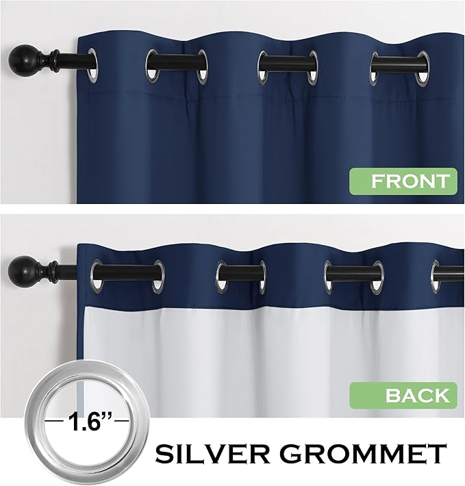 KGORGE Anti Dust Soundproof 100% Blackout Curtains 4 Layers Heavy Duty Energy Efficiency Window Curtains for Living Room Baby Bedroom Home Office Studio, Wide 52 x Long 95 inches, Navy Blue, 2 Panels