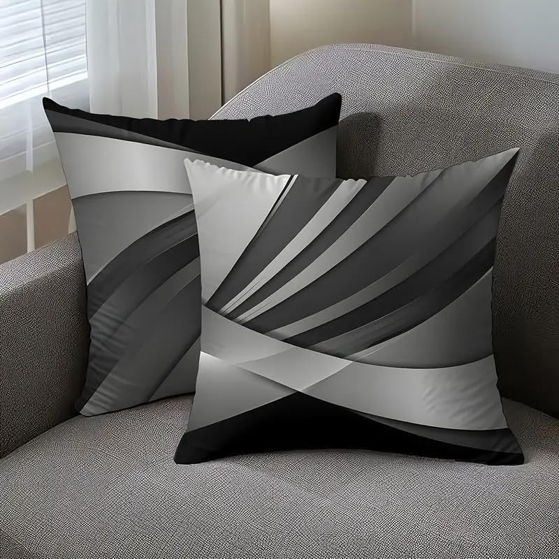 2pcs Modern Abstract Decorative Throw Pillow Cover, Contemporary Home Decor by Unknown