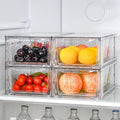 4Pack Clear Stackable Kitchen Storage Organizer,Pantry Organizers and Storage,Foods Organizer Bins with Handles, Easily Assemble for Bathroom, Kitchen, Refrigerator, Pantry, Cabinet, Closet