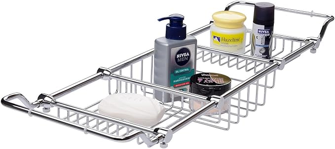 Brass Over Bathtub Racks Expandable Bath Caddy for The Elegant Tub Chrome Polished