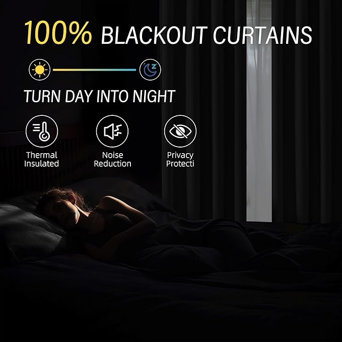 ChrisDowa 100% Blackout Sand Solid Curtains 120 Inches Long 2 Panels for Bedroom Living Room,Farmhouse Room Darkening Thermal Insulated Soundproof Grommet Top Window Treatment Drapes,52x120