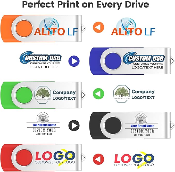 ABLAZE Personalized USB 256MB Flash Drive 10 Pack, USB 2.0 Custom Thumb Drives Personalized Pendrive Memory Stick (Mixcolors)