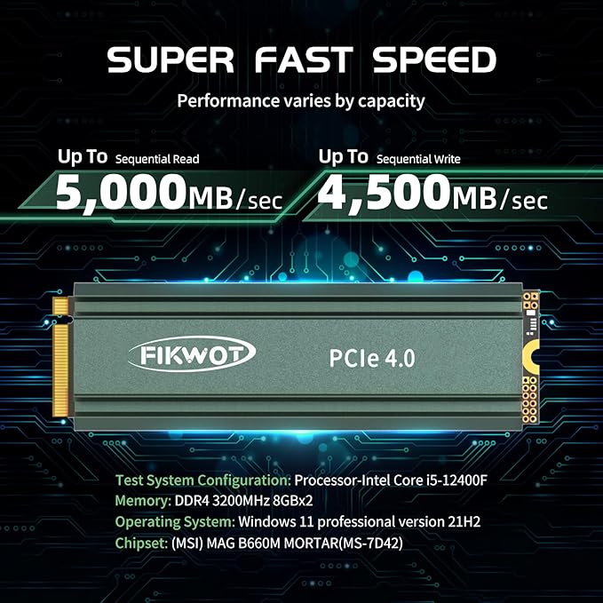 FN960 2TB M.2 2280 PCIe Gen4 x4 NVMe 1.4 Internal Solid State Drive with Heatsink - Speeds up to 5,000MB/s, Dynamic SLC Cache, Internal SSD