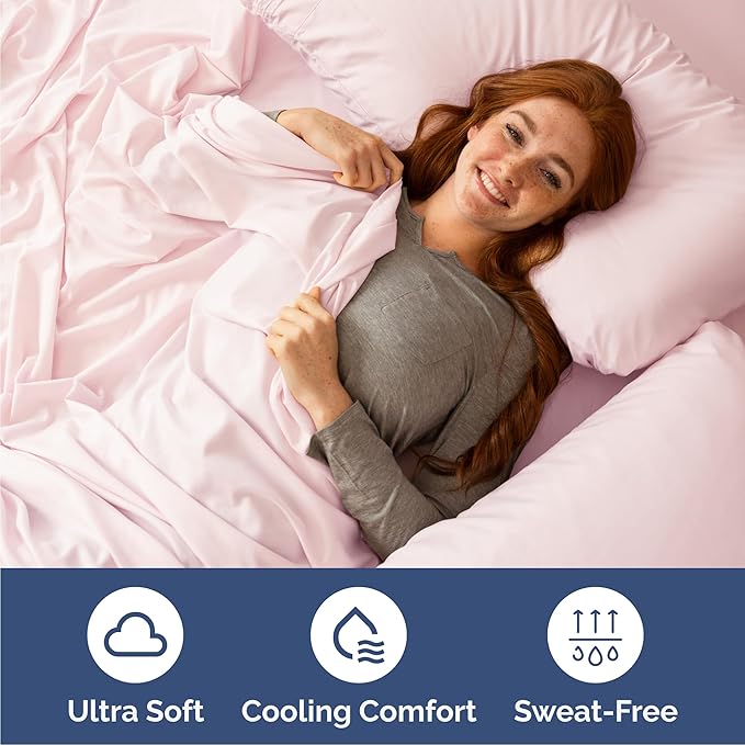 Cal King 6 Piece Sheet Set - Cooling & Breathable - Hotel Luxury Bedding, Includes Fitted Sheet for Women, Men, Kids & Teens - 1 Flat, 1 Fitted Sheet, 4 Pillowcases w/Deep Pockets - Lavender Pink