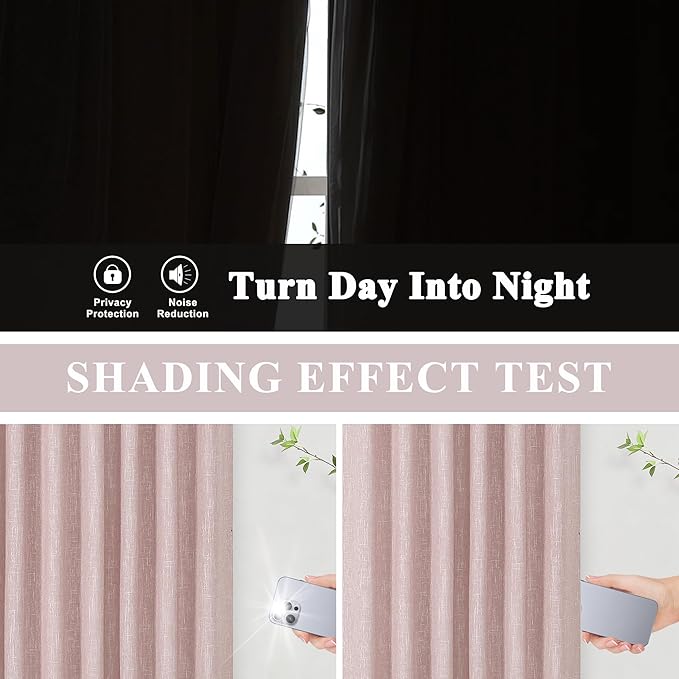 Vision Home Pink Full Blackout Curtains 84 inch for Girls Bedroom Nursery Room Darkening Window Treatment Set Thermal Insulated Rod Pocket Back Tab Soundproof Pink Drapes for Living Room 50" Wx84 Lx2