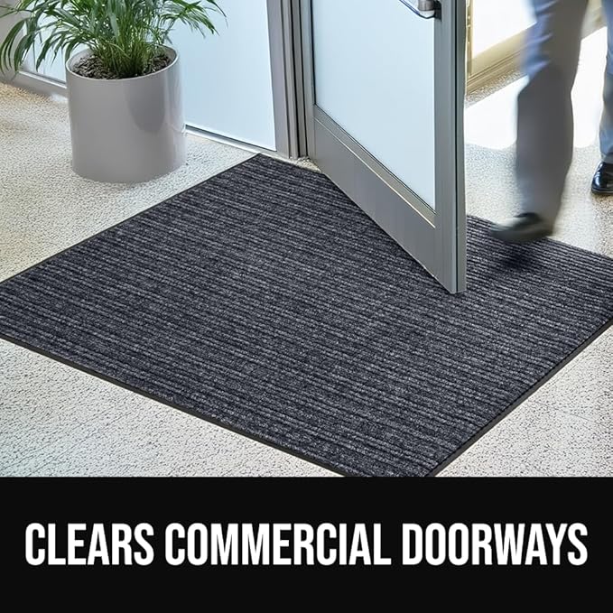 GORILLA GRIP Waterproof Traffic Guard Door Mat, 59x24, Heavy Duty Entryway Mats, Strong Rubber Back Commercial Rugs for Office Hallway, Garage Floor and Home, Low Profile Carpet Runner, Charcoal Gray