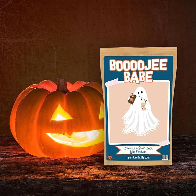 Boojee Babe Bath Soak - Pink Rose Sea Salt Luxury Bath Gift Funny Halloween Gag Gift for Women Cute Ghost Spooky Self-Care Treat