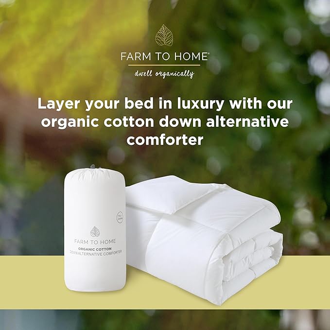 Farm To Home Down Alternative Comforter King Size Organic Cotton Duvet Insert Hotel Collection Hypoallergenic Machine Washable Comforter 108 x 98 for All Season