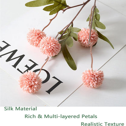 Faux Pink Kiku Flower, 10 Stems with 5 Heads Each & 4 Branches Eucalyptus Stems, Artificial Small Mini Chrysanthemum Flowers for Aesthetic Room Decor, Floral Arrangements Centerpiece