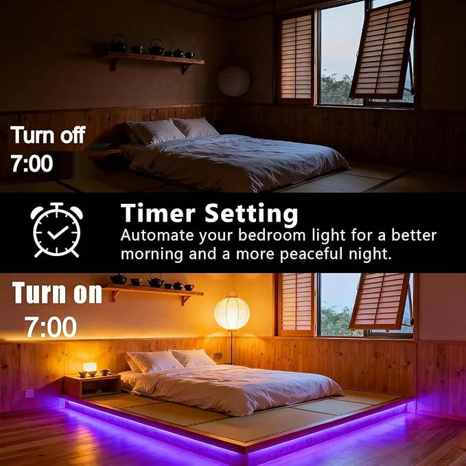 DAYBETTER 150ft Led Light Strips (2 Rolls of 75ft) with 24V Power Supply，Music Sync RGB Color Changing Lights for Bedroom, Desk, Home Kitchen Party Decoration with App & Remote Control