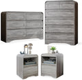 4 Pcs Bedroom Set, Dresser and Nightstand Sets, Modern Wooden Tall 6 Drawer Dressers, Wide 6 Drawers Dresser & Night Stand Set of 2 for Bedroom, Grey
