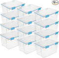 Sterilite 12-Pack Gasket Box, Weather-Resistant Storage Bins with Latching Lids, 54 Quart - Heavy-Duty Organizing Containers for Closet, Bathroom, and Office