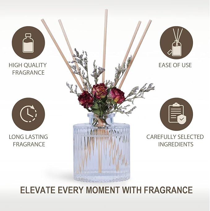 UCC Reed Diffuser Set, 3.38 oz Pure Orange Premium Scented Diffuser with Flower Sticks Home Fragrance Reed Diffuser for Bathroom Shelf Decor
