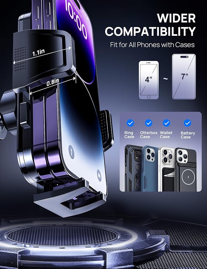 [2025 New] Car Vent Phone Mount, [Upgrade Hook Clip Never Shake] Adjustable 360 Rotation Vent Clip Car Phone Holder Mount, Big Phone & Thick Case Friendly Fit for All iPhone, Samsung & Cell Phone