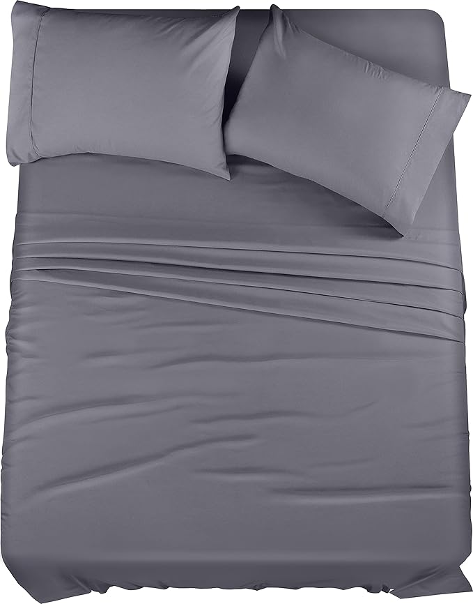 Utopia Bedding Full Sheet Set – 4 Piece Bed Sheets for Full Size Bed, Soft and Breathable Microfiber, Includes 1 Fitted Sheet, 1 Flat Sheet and 2 Pillowcases (Grey)