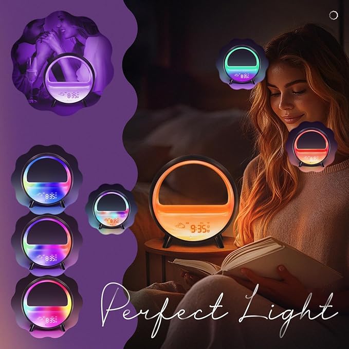 Dekala Arches Sunrise Alarm Clock Sunset White Noise Sound Machine Sleep Timer Loud Alarm Clock for Heavy Sleepers Natural Sound Wake-Up Light 15W Wireless Charging Customizable Snooze 5G WiFi App