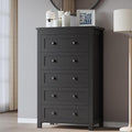 Tall 5-Drawer Dresser, Modern Wooden Storage Chest of Drawers, Dresser TV Stand, Wood Drawer Organizer with Metal Handles for Bedroom, Living Room, Hallway