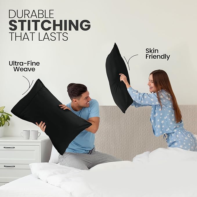 Pillow Covers by Utopia Bedding - Queen Size 2-Pack – Soft Brushed Microfiber – Perfect for Hospitals, Hotels, Guest Rooms – Oeko-TEX Certified, 20x30 Inches (Black)