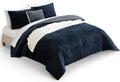 UGG Full/Queen Comforter Set 5 Piece Bed in a Bag with Throw Blanket, Decorative Pillow, Shams, Reversible Hypoallergenic Washable Luxury Warm Fluffy Bedding Set, Navy Blue (Remina)