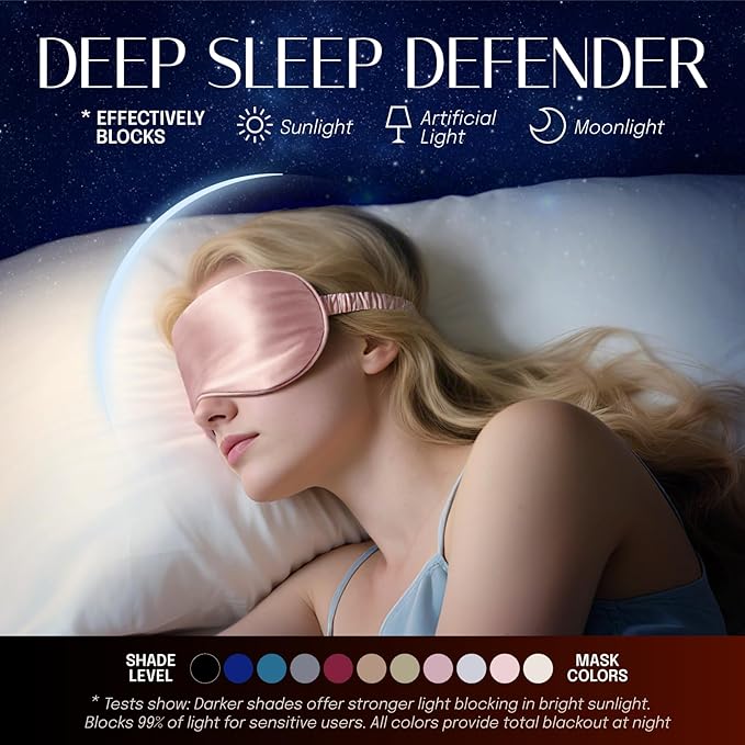 Silk Sleep Mask Eye Mask Blindfold with Double Layer Silk Filling and Elastic Strap for Full Night's Sleep, Travel and Nap, Soft Eye Cover Eyeshade with Luxury Bag and Ear Plugs by OLESILK (Camel)