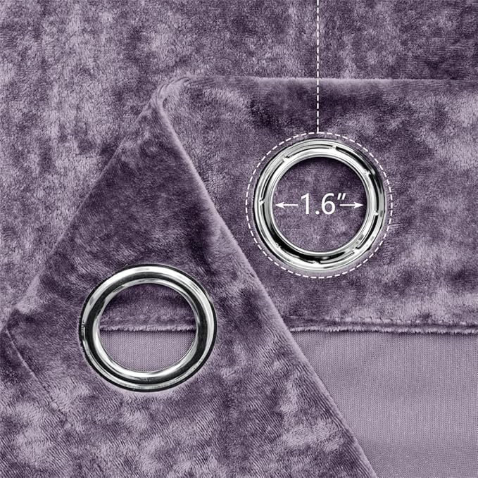 SMILETIME Lilac Purple Crushed Velvet Curtains 52x84 inch Luxurious Thermal Insulated Soundproof Drapes for Living Room Bedroom Office Soft and Durable Light-Filtering Window Treatments, 2 Panels
