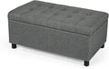 Joveco Rectangular Lift Top Storage Ottoman Bench, Tufted Storage Bench for Living Room Entryway Bedroom (Gray)