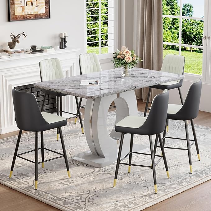 Bar Stools Set of 2,Counter Height Bar Stools with Back and Footrest,27" Barstools with Faux Leather Seat and Black Metal Legs,Counter Stools for Kitchen Island,Pub