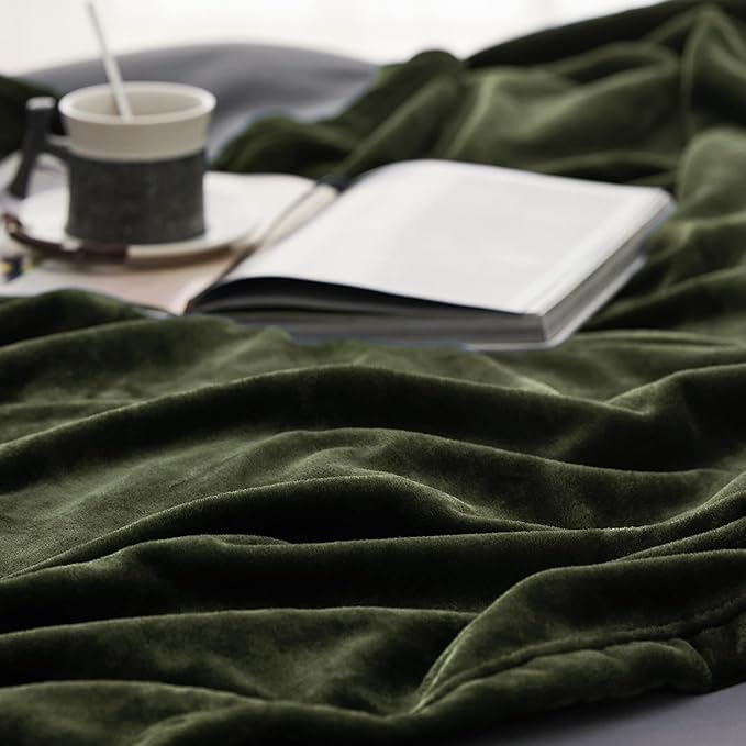 Bedsure Fleece Blankets King Size Oive Green - Bed Blanket Soft Lightweight Plush Cozy Fuzzy Luxury Microfiber, 108x90 inches